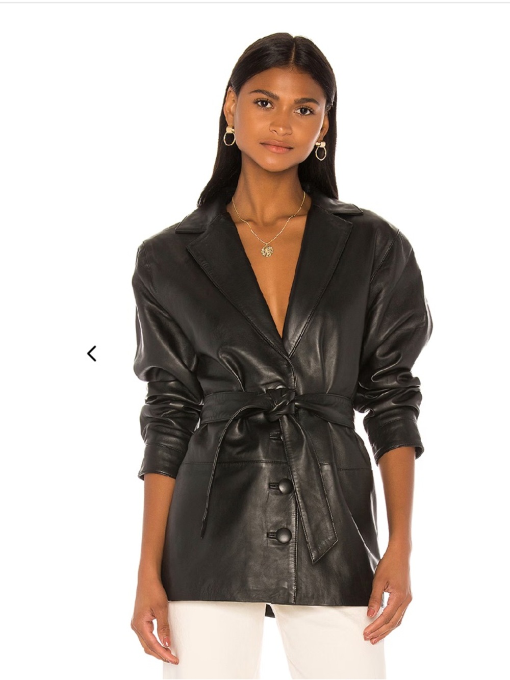 Song of Style Black Faux Leather Belted Blazer
